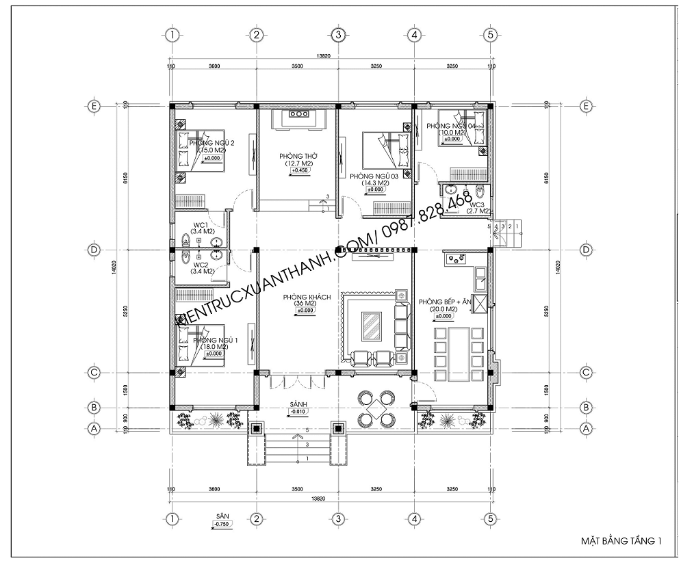 Mẫu thiết kế biệt thự Nhà vườn đẹp 1 tầng BT14135 - Thiết kế biệt thự