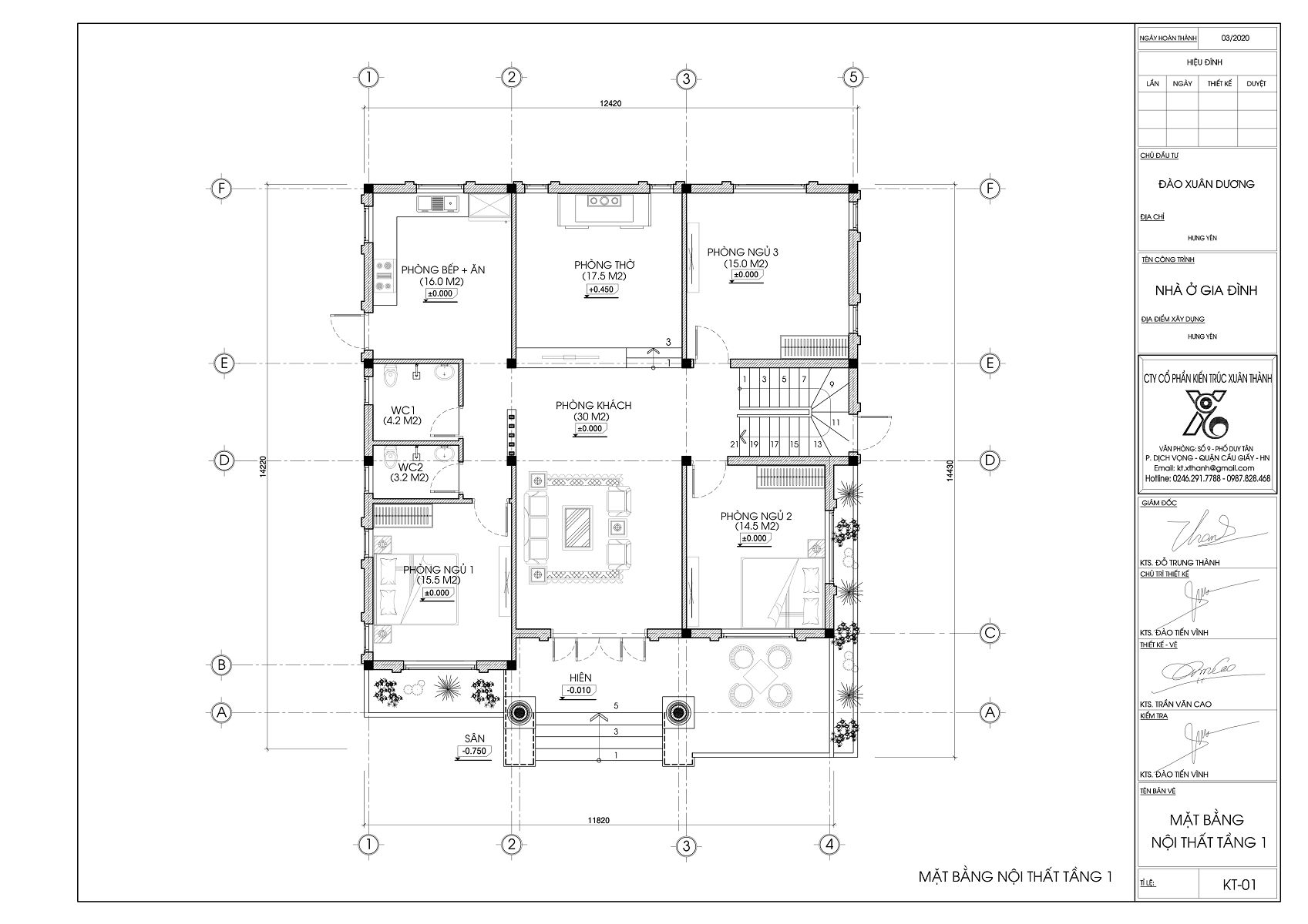 Bản vẽ biệt thự nhà vườn 1 tầng 3 phòng ngủ | Phan Kiến Phát Co.,Ltd